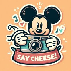 capture memories with a smile: mickey mouse "say cheese!" sticker