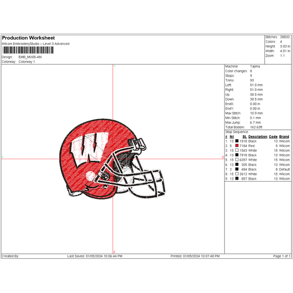 Wisconsin Badgers Football Helmet Embroidery Designs, NFL Em | Inspire ...