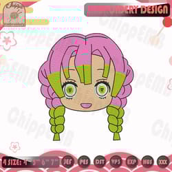 chibi mitsuri kanroji embroidery design, demon slayer embroidery design, anime embroidery, machine embroidery designs