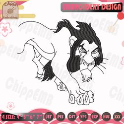 scar embroidery design, lion king embroidery, anime embroidery design, embroidery files, machine embroidery designs