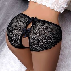 Women Lace Sexy Panties Open Crotch Underwear Lady'S Crotchless Lingerie Floral See Through Brief Bowknot New