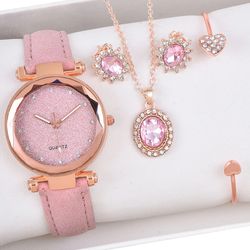 4PCS Set Luxury Women Watches Rhinestone Fashion Elegant Wristwatch Quartz Watch Ladies Clock For Girl Gift