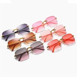 2023 New Rimless Women's Sunglasses Fashion Gradient Lenses Sun glasses Lady Vintage Alloy Legs Classic Designer Shades