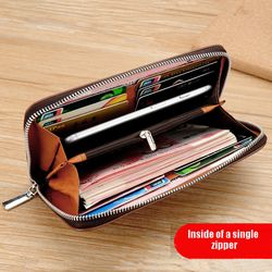 Men's leather wallet Large Capacity billeteras para hombre Double Zipper Men Clutch Bag portafoglio uomo Male Business W