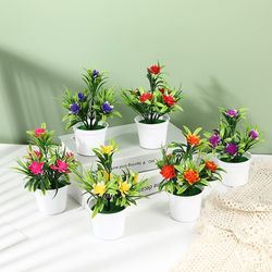 Artificial Potted Simulation Fake Lotus Yellow Red Orange Pink Purple Plants Flower Home Garden Table Decoration Room Or