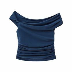 Crop Top Women Ruched Off The Shoulder Top Female Sleeveless Sexy Tops Woman Fashion Streetwear Tops