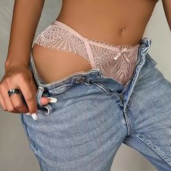 Women's Sexy Lace Panties Rhinestone Thong Solid Hollow Out Breathable G-Strings & Thongs Women's Underwear & Lingerie