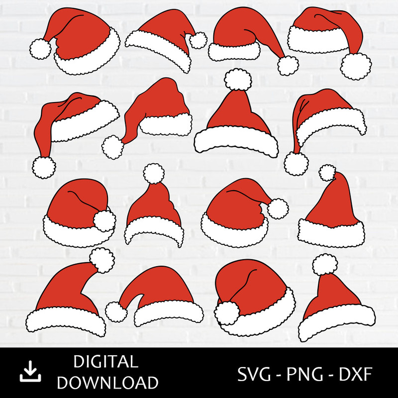 Santa Claus Hats SVG Christmas Santa Claus Hats SVG Christmas Hat SVG Santa Hat SVG 0