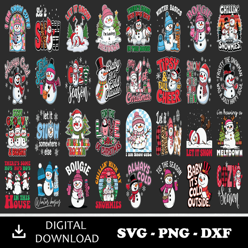 Christmas Snowman SVG Bundle Festive Cut Files For Cricut More 0