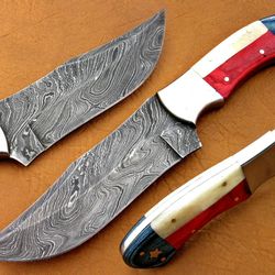 Damascus Hunting Knife , Hand Made Hunting Knife ,Damascus Bolster Knife,