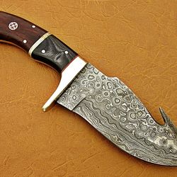damascus hunting knife, fixed blade knife , skinner knife, hand made hunting knife,