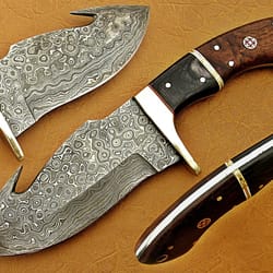damascus hunting knife, fixed blade knife , skinner knife, hand made hunting knife,