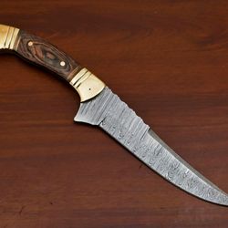 Beautifull Handmade Damascus Fixed Blade Hunting Knife, Camping, Skinning Knife,