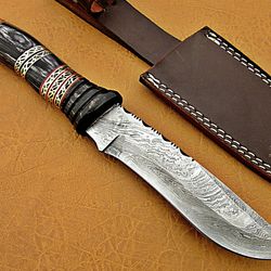 Custom Handmade Damascus Steel Bowie Knife, Hunting Knife,Fixed Blade Knife,