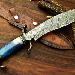 Handmade Damascus Steel Bowie Knife, Hunting Knife,Fixed Blade Knife,