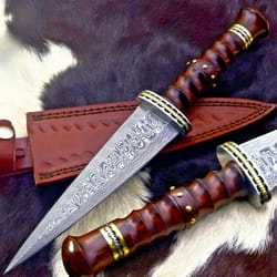 damascus steel full tang hand made dagger knife damascus fixed blade knife,
