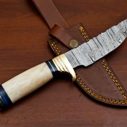 custom handmade forged damascus blade bowie hunting knife camping knife,