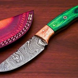 Hand Forged Damascus Steel Full Tang Knife Fixed Blade Knife,