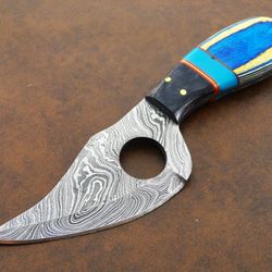 Custom Handmade Forged Damascus Fixed Blade Camping Hunting Knife,