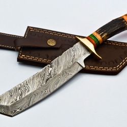 custom handmade damascus knife hand forged skinner hunting knife outdoor camping