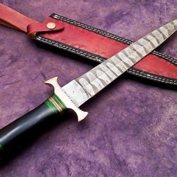 custom hand forged damascus steel blade hunting knife dagger knife fixed blade knife,