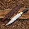 Handmade Bowie Knife With Leather Sheath Custom Fixed Blade Hunting Knife Brass Guard 0