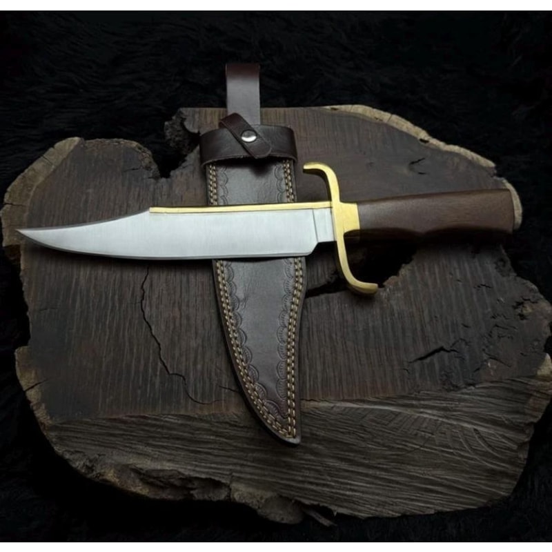 Handmade Bushcraft Knife Wood Handle Leather Sheath Camping Gift For Outdoorsmen 2