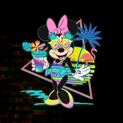 retro 80s disney minnie mouse unicorn stripes pineapples png