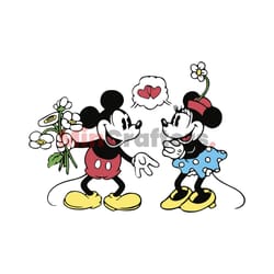 disney couple floral mickey and minnie mouse svg