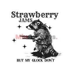 Retro Strawberry Jams But My Glock Dont Raccoon SVG