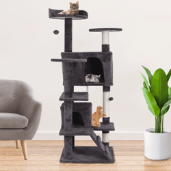 sturdy cat tree tower activity center, large playing condo house for rest, multi level sisal scratching furniture