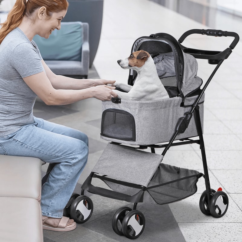 3in1 Foldable Pet Stroller Detachable Carrier Car Seat Cat Dog Strollers For Travel Lightweight Dur 0