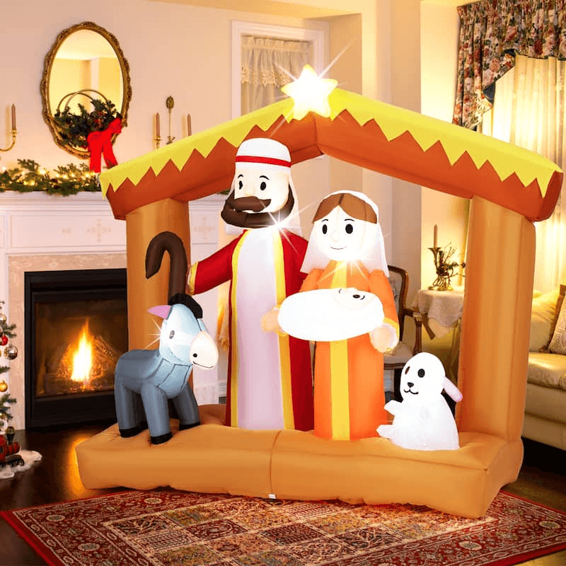 Giant Inflatable Nativity Scene Decor LED Home Ornament Model Christmas Holy Family Gift Xmas Yard 4
