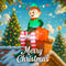 Christmas Inflatable Sitting Elf Holding Gift Bag Holiday DIY Decoration LED Light Xmas Outdoor Toy 2