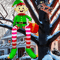 Christmas Inflatable Sitting Elf Holding Gift Bag Holiday DIY Decoration LED Light Xmas Outdoor Toy 5