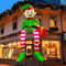 Christmas Inflatable Sitting Elf Holding Gift Bag Holiday DIY Decoration LED Light Xmas Outdoor Toy 3