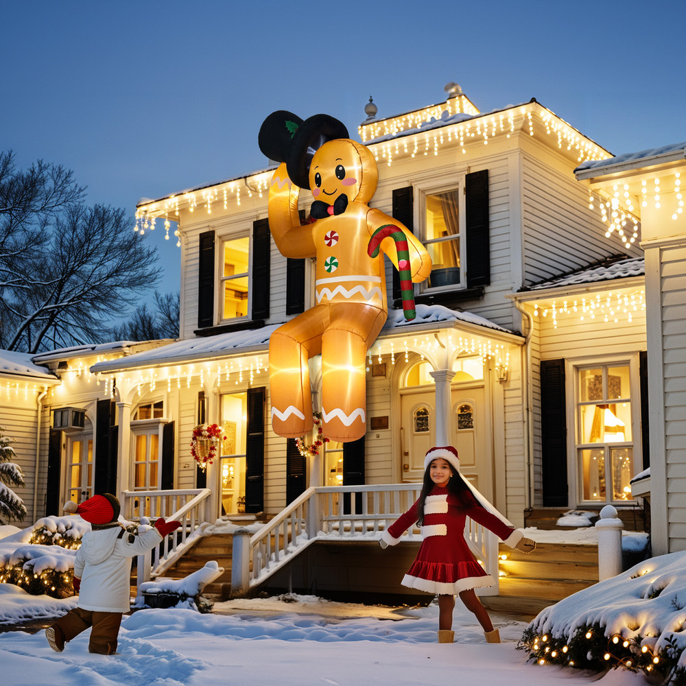 Christmas Inflatable Outdoor Decoration Sitting Gingerbread Man Inflatable Christmas Blow Up Yard D 5