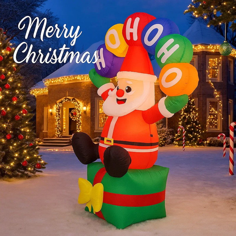 Inflatable Toys Santa Claus Gift Box Xmas Decoration LED Light Yard Lawn Party Display Christmas Ho 0