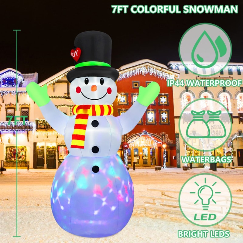 Christmas Snowman Inflatable Model LED Light Green Glove Holiday Decor Xmas Stake Props Toys For Ou 2