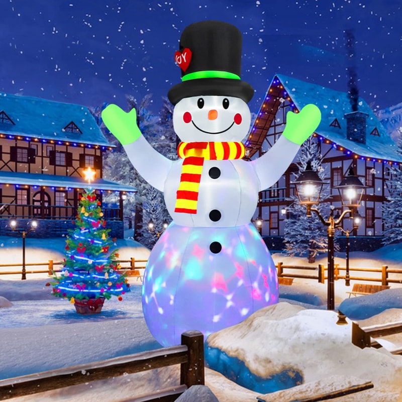 Christmas Snowman Inflatable Model LED Light Green Glove Holiday Decor Xmas Stake Props Toys For Ou 1