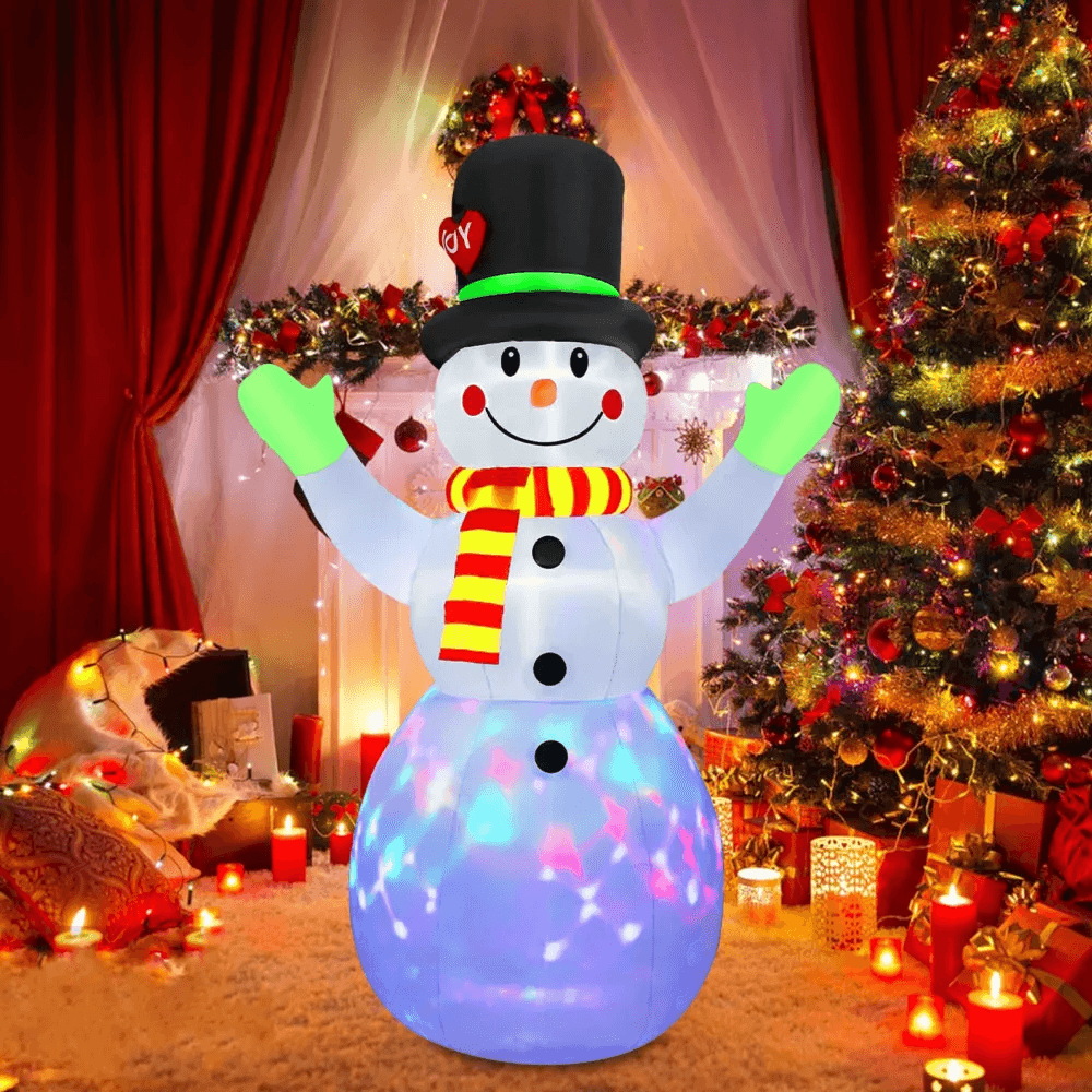 Christmas Snowman Inflatable Model LED Light Green Glove Holiday Decor Xmas Stake Props Toys For Ou 0