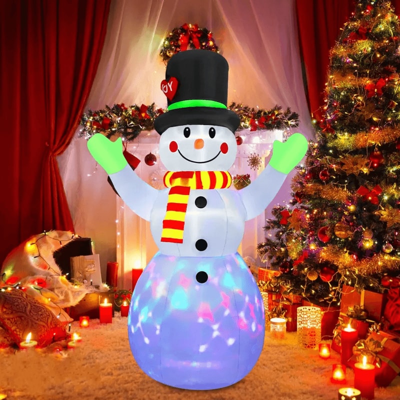 Christmas Snowman Inflatable Model LED Light Green Glove Holiday Decor Xmas Stake Props Toys For Ou 0