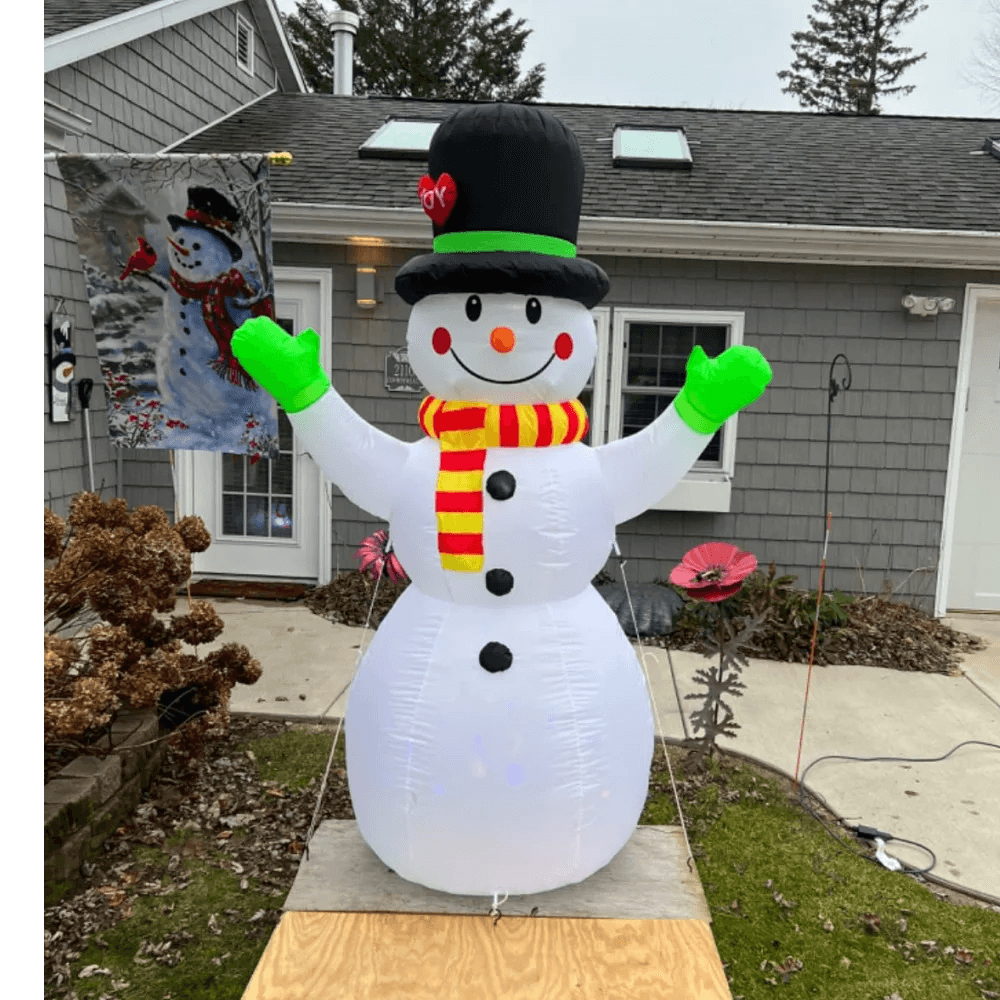 Christmas Snowman Inflatable Model LED Light Green Glove Holiday Decor Xmas Stake Props Toys For Ou 5