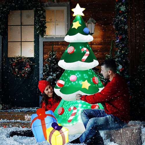 Christmas Inflatable Xmas Tree LED Lights Outdoor Ornament, Christmas Gift Party New Year Indoor Decoration Toys