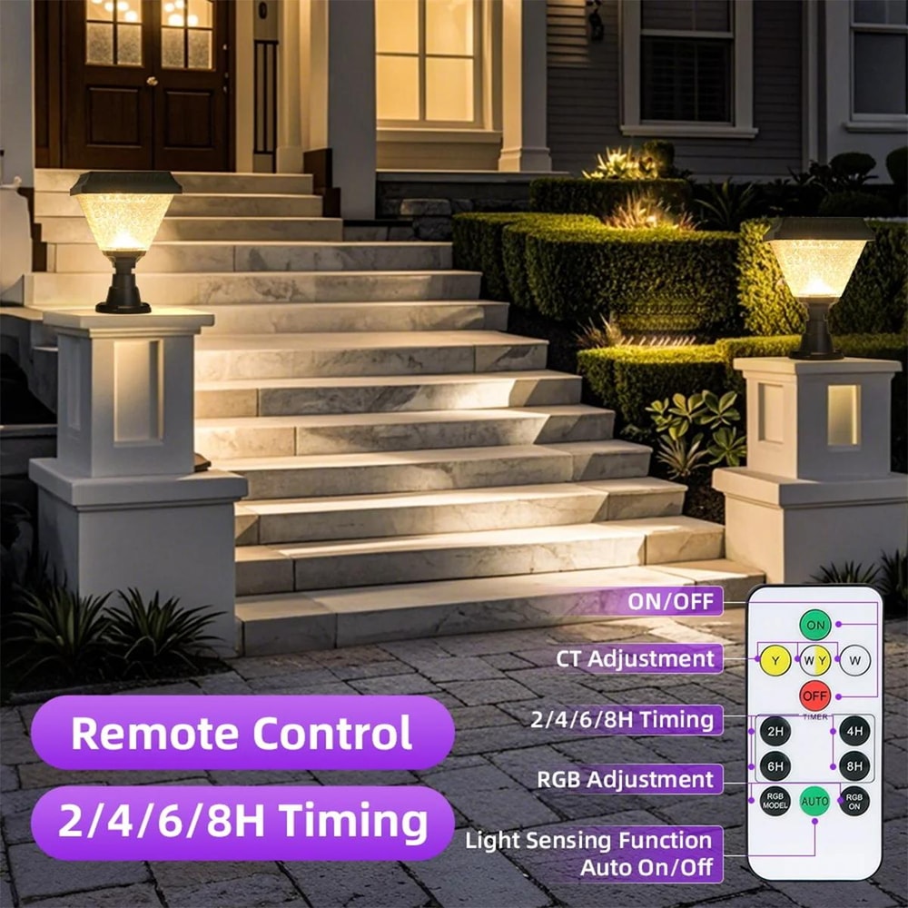 Outdoor Waterproof Solar Light With Timer LED Bright Lights For Yard Decorative Post For Garden Str 4