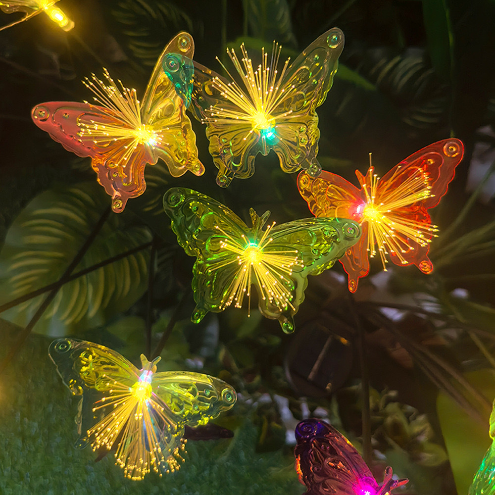Outdoor Decoration Lawn Light, Solar LED Fiber Optic Butterfly Light, Garden Atmosphere Decoration