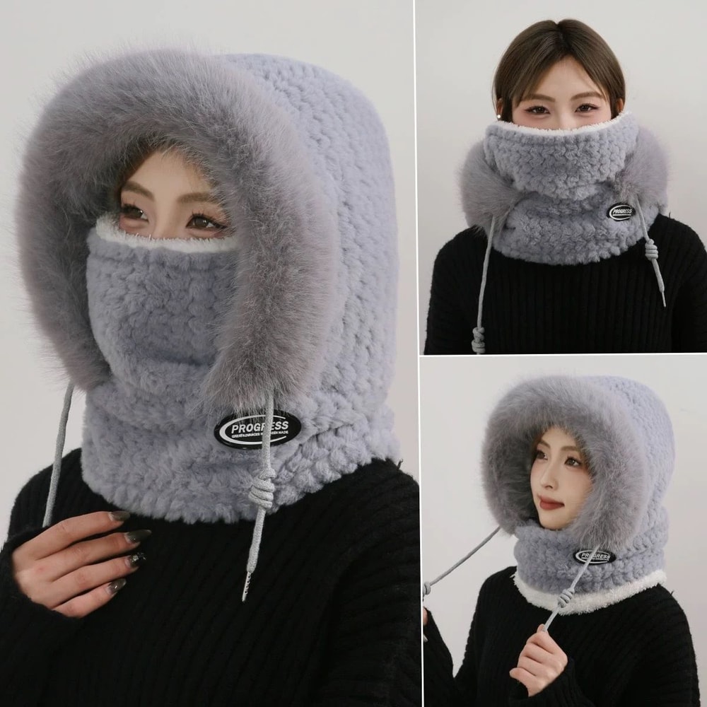 Windproof Thermal Plush Hat For Women Autumn Winter Hood Scarf And Mask Thick Ear Protection For Ou 7