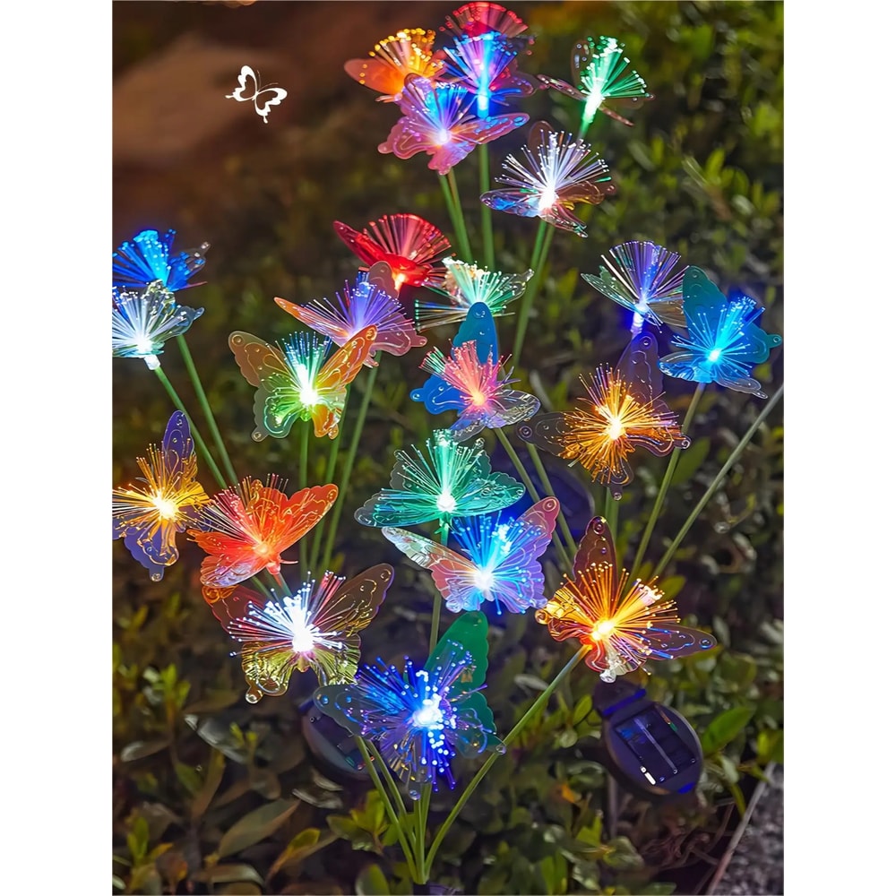 Waterproof Rechargeable SolarPowered Butterfly Fiber Optic Light Outdoor Garden Decor For Lawn Yard 5