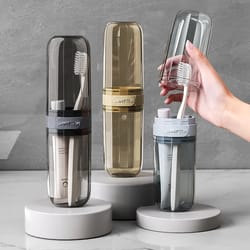 portable toothbrush case, transparent travel containers for business trips, outdoor travel essentials