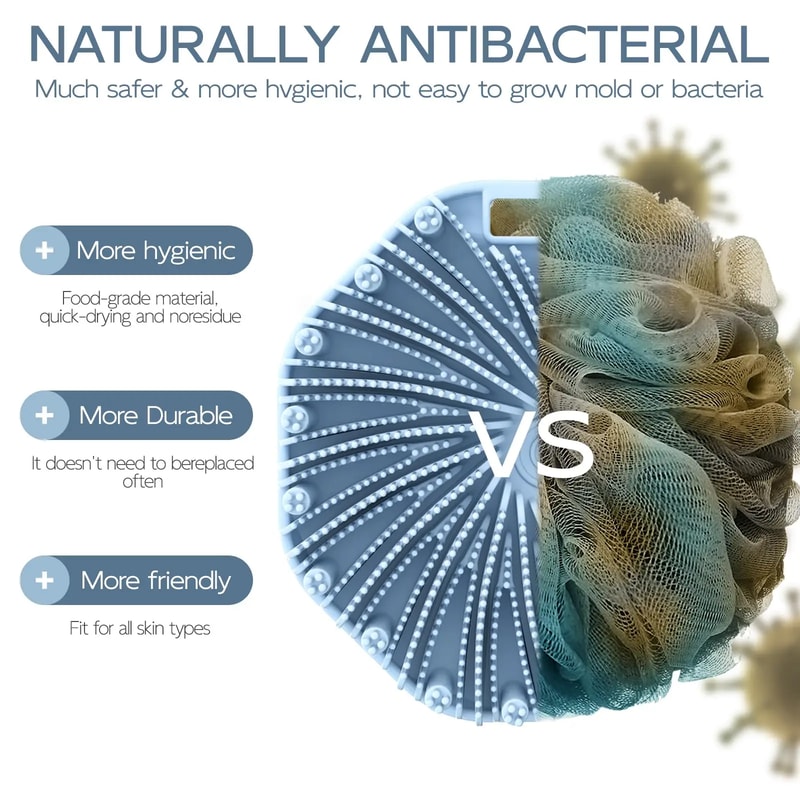 Exfoliating Shower Scrubber Silicone Body Scrubber With NonSlip Hand Strap Shower Body Buffer For S 3